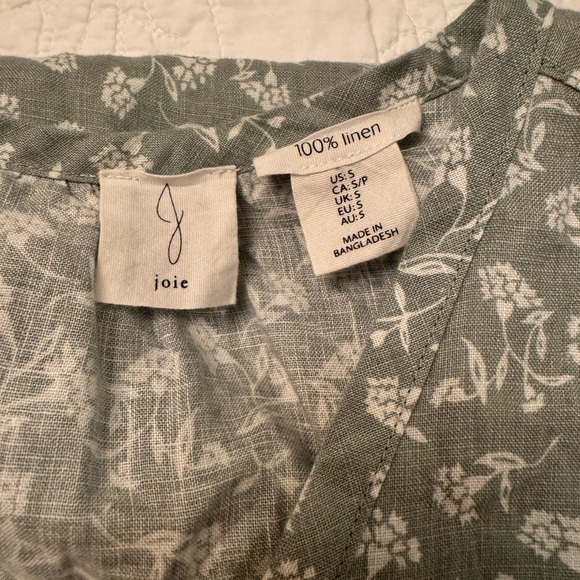 Joie Sage Green Floral Swing Mini Tiered Flowy Linen Dress - Picture 4 of 4